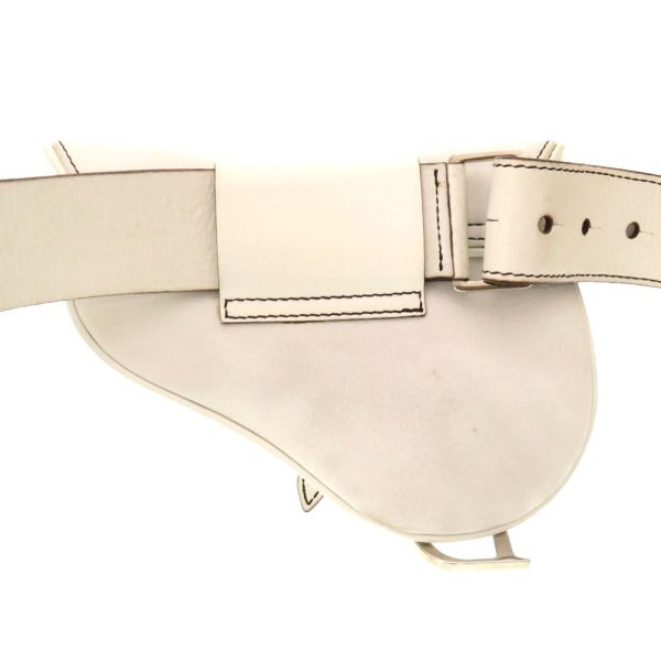 2 Dior Saddle Waist Pouch Leather Waist Bag Bag White