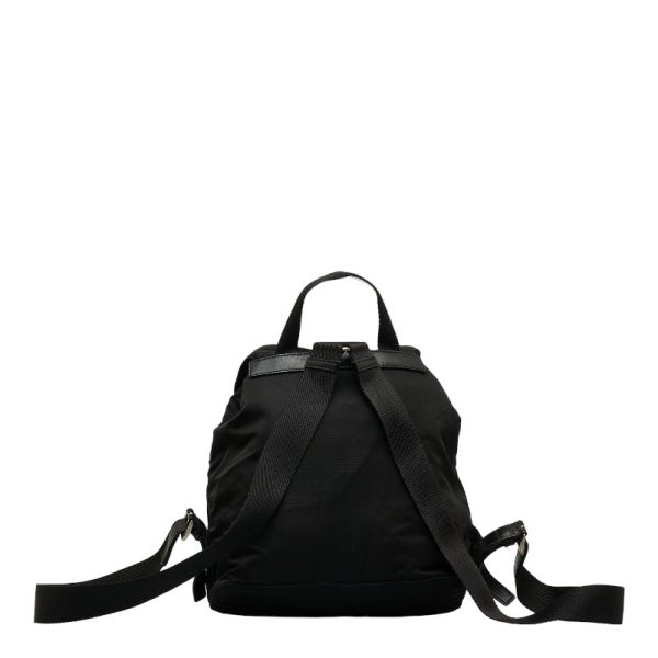 2 Prada Triangle Logo Plate Rucksack Backpack Black