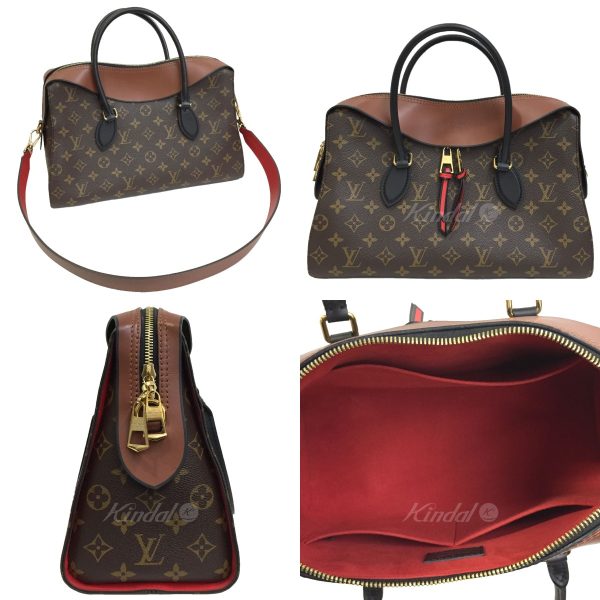 2 Louis Vuitton Tuileries Tote Bag 2way Bag Brown Red