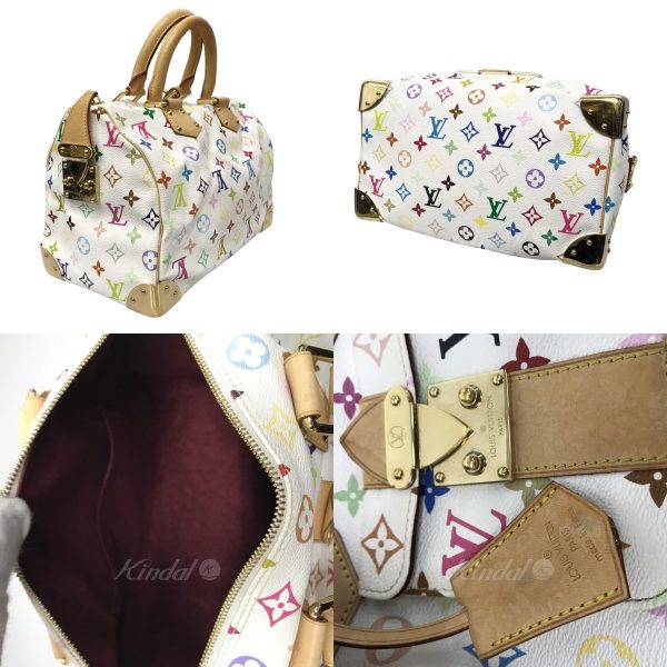 2 Louis Vuitton Speedy 30 Monogram Multicolor Handbag White