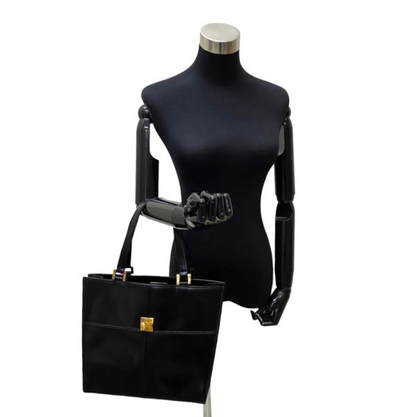 2 Yves Saint Laurent Metal Fittings Calf Leather Tote Bag Black