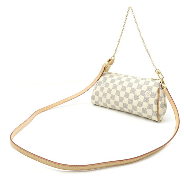 2 Louis Vuitton Damier Azur Eva Chain Bag Crossbody White