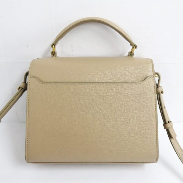 2 Saint Laurent Cassandra Top Handle Mini Leather Dark Beige