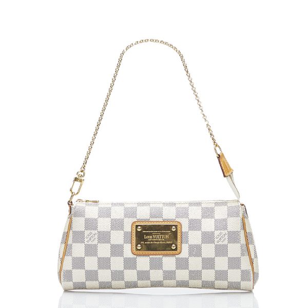 2 Louis Vuitton Damier Azur Eva Chain Shoulder Bag White Leather