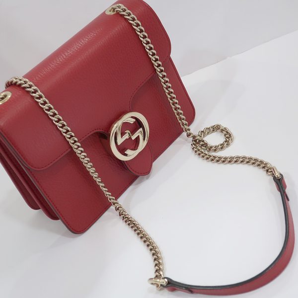 2 Gucci Chain Shoulder Bag Interlocking GG Red