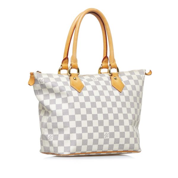 2 Louis Vuitton Damier Azur Saleya PM Tote White Leather