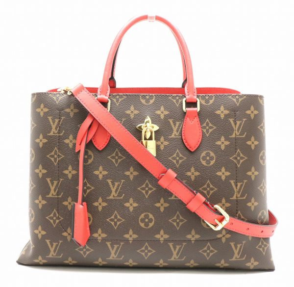 21821589 Louis Vuitton Monogram Flower Tote 2way Shoulder Bag Coquelicot Red