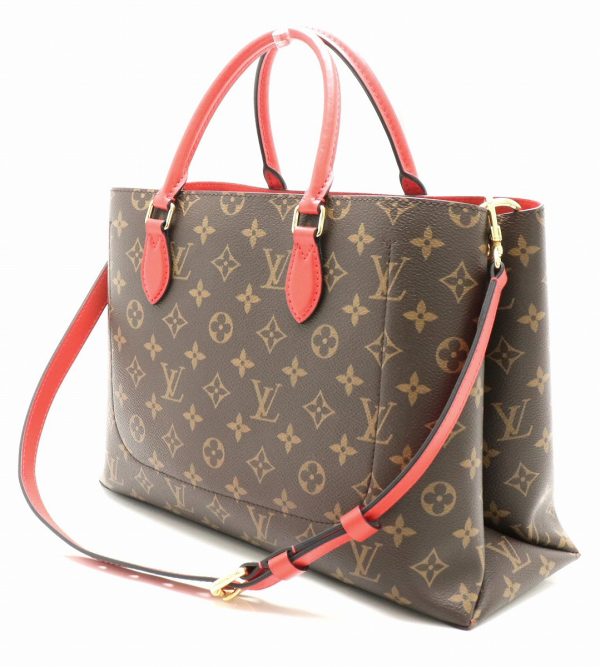 21821589 1 Louis Vuitton Monogram Flower Tote 2way Shoulder Bag Coquelicot Red