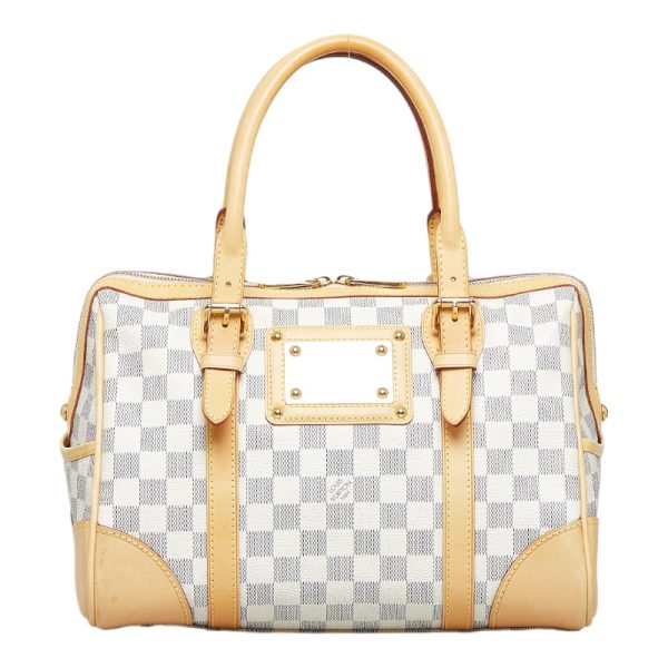 219 05908 1 Louis Vuitton Damier Azur Berkeley Handbag Mini Boston Bag White PVC Leather