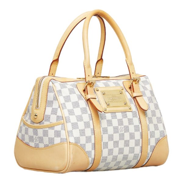 219 05908 2 Louis Vuitton Damier Azur Berkeley Handbag Mini Boston Bag White PVC Leather