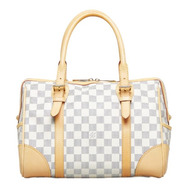 219 05908 3 Louis Vuitton Damier Azur Berkeley Handbag Mini Boston Bag White PVC Leather