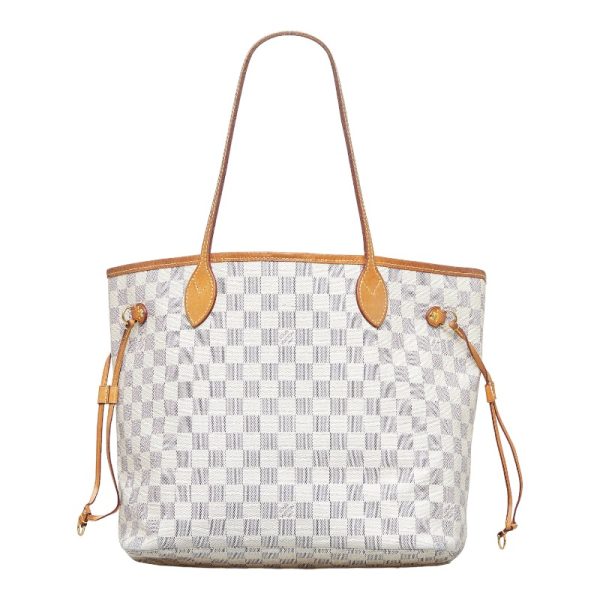 222 05898 1 Louis Vuitton Damier Azur Neverfull MM Tote Shoulder Bag White PVC Leather