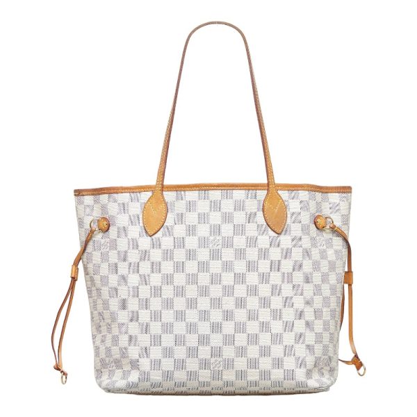 222 05898 3 Louis Vuitton Damier Azur Neverfull MM Tote Shoulder Bag White PVC Leather