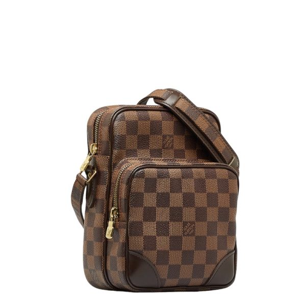 222 20620 2 Louis Vuitton Damier Amazon Crossbody Shoulder Bag Ebene Brown PVC Leather