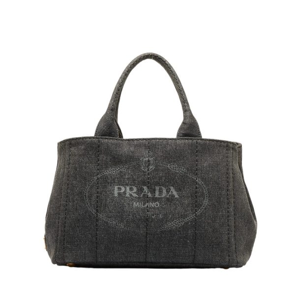 222 21564 2 Prada Canapa Mini Denim Handbag Shoulder Bag Black