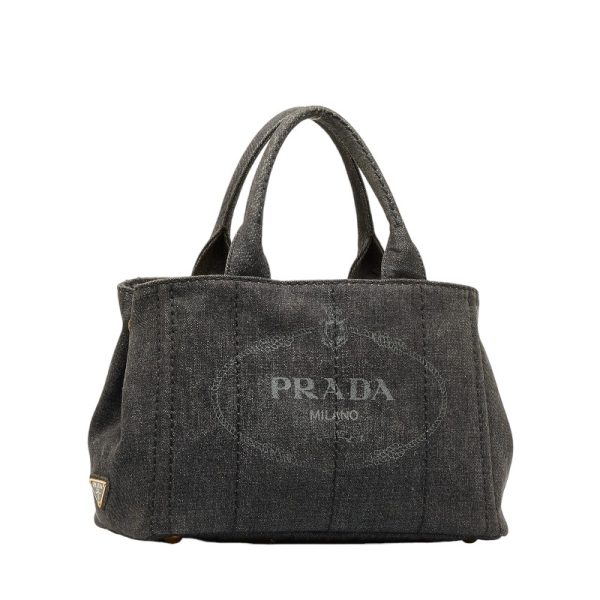 222 21564 3 Prada Canapa Mini Denim Handbag Shoulder Bag Black