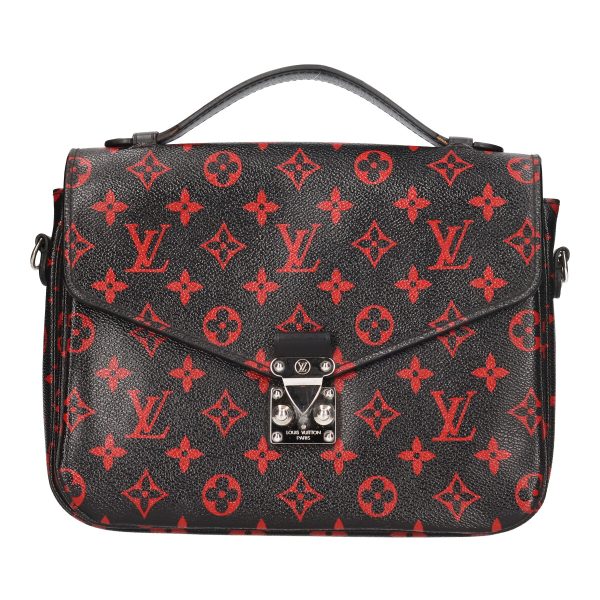 23022567 02 Louis Vuitton Pochette Metis MM Monogram Black Red Shoulder Handbag