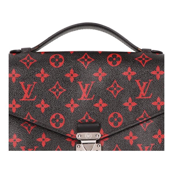 23022567 06 Louis Vuitton Pochette Metis MM Monogram Black Red Shoulder Handbag