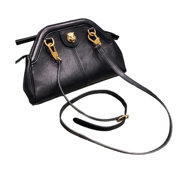 23026532 03 Gucci Shoulder Bag Liber Small Cat Head Black Leather