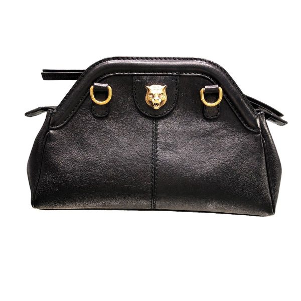 23026532 04 Gucci Shoulder Bag Liber Small Cat Head Black Leather