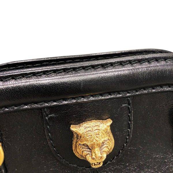 23026532 05 Gucci Shoulder Bag Liber Small Cat Head Black Leather