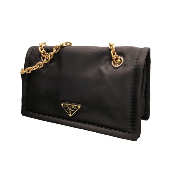 23036268 01 Prada Tessuto Chain Shoulder Bag Nylon Black