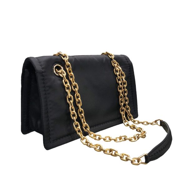 23036268 03 Prada Tessuto Chain Shoulder Bag Nylon Black