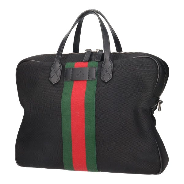 23037369 01 Gucci GG Briefcase Black Business Handbag Tote Stripe