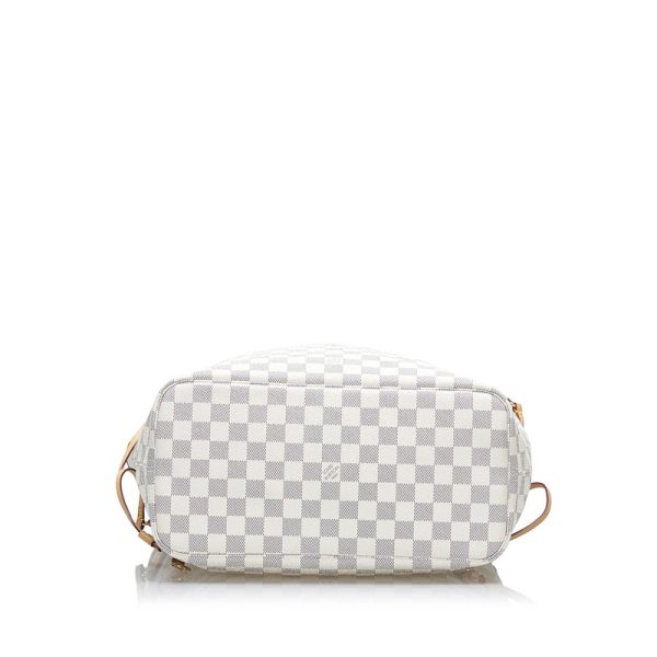 2a6du85nf40zb0dy 4 Louis Vuitton Damier Azur Neverfull MM Tote Shoulder Bag White PVC Leather