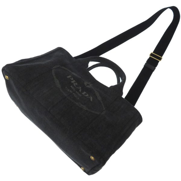 2k0057ep5 3 Prada Canapa Denim 2way Shoulder Handbag Black