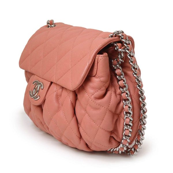 3 Chanel Matelasse Luxury Chain Around Crossbody Lambskin Leather Pink