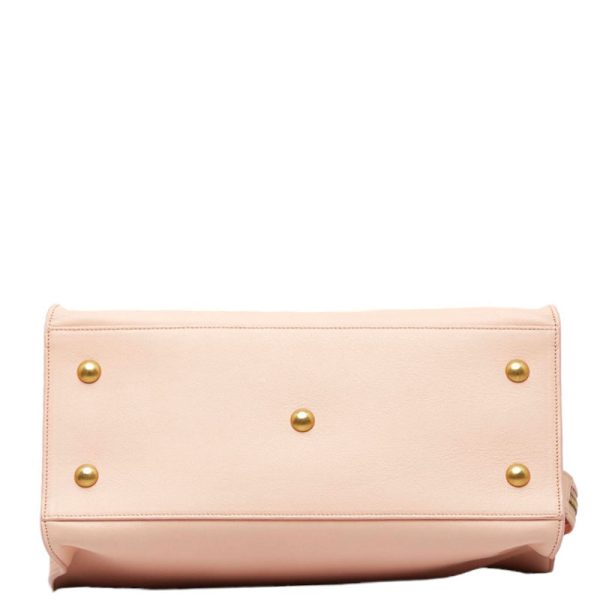 3 Saint Laurent Y Line Cabas Chic Gold Hardware Shoulder Bag Pink Leather