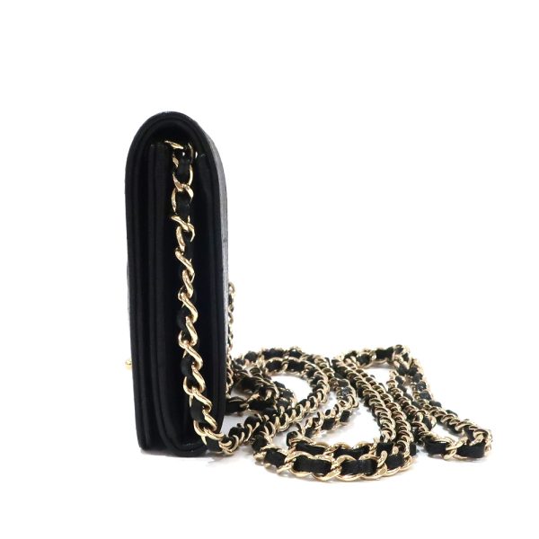 3 Chanel Chain Card Case Mademoiselle Black