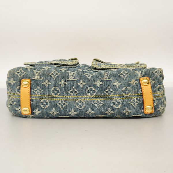 3 Louis Vuitton Shoulder Bag Monogram Denim Baggy GM Blue