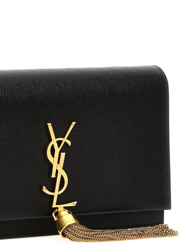 3 Saint Laurent Paris Yves Nero Wallet on a Chain Black