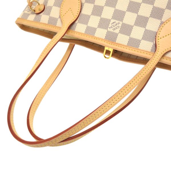 3 Louis Vuitton Damier Azur Neverfull PM Tote Bag White