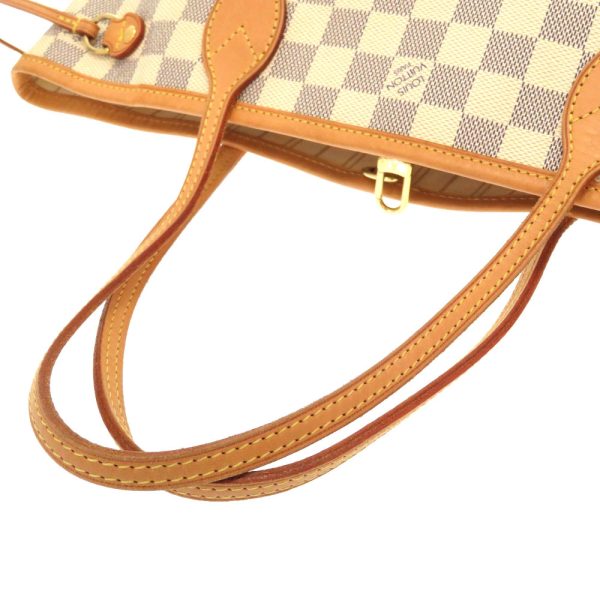 3 Louis Vuitton Damier Azur Neverfull PM Tote Bag White