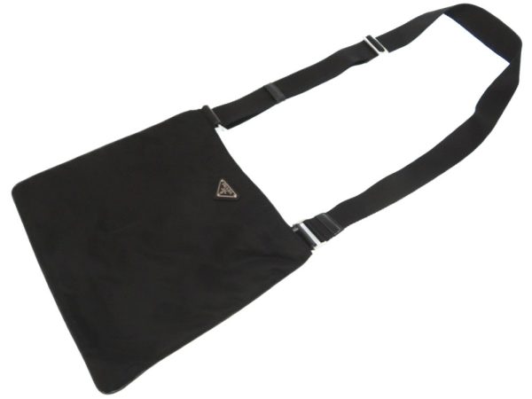 3 Prada Nylon Triangular Plate Shoulder Bag Black