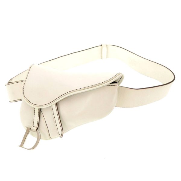 3 Dior Saddle Waist Pouch Leather Waist Bag Bag White