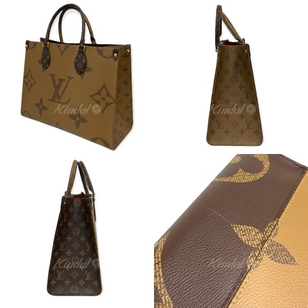 3 Louis Vuitton On the Go MM pattern tote bag Brown Beige