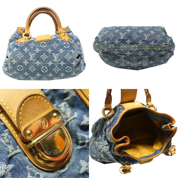 3 Louis Vuitton Monogram Denim Pleaty Handbag Blue