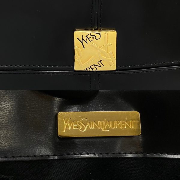 3 Yves Saint Laurent Metal Fittings Calf Leather Tote Bag Black