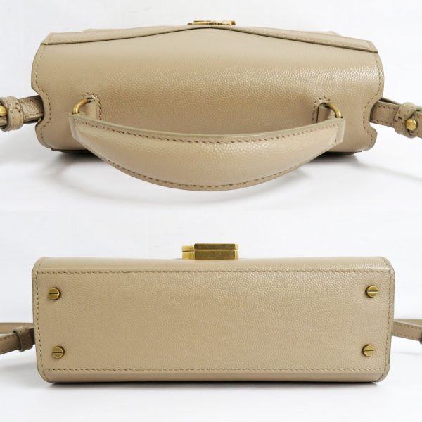 3 Saint Laurent Cassandra Top Handle Mini Leather Dark Beige