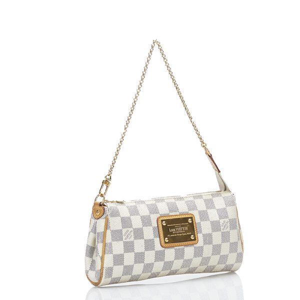 3 Louis Vuitton Damier Azur Eva Chain Shoulder Bag White Leather