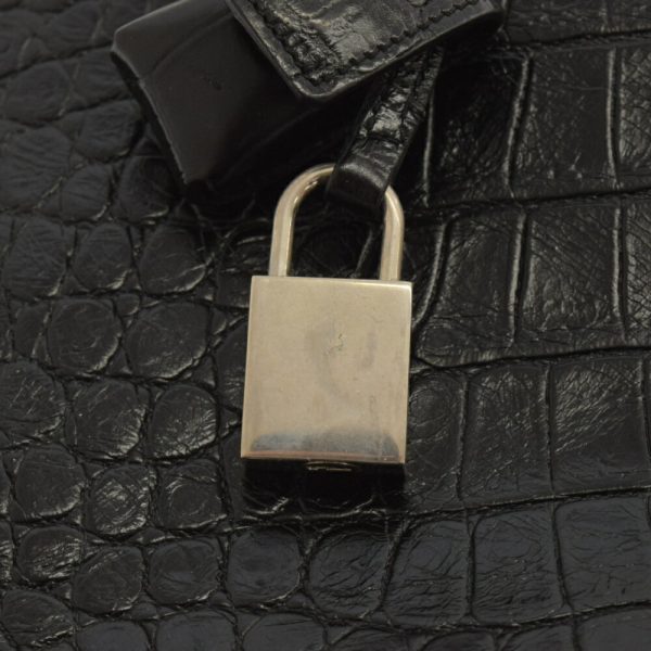 3023c310027 7 Saint Laurent Paris Museum Crocodile Embossed Leather Briefcase Black