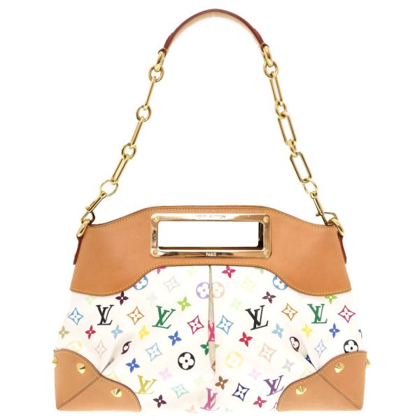3j0319iaz6 1 Louis Vuitton Monogram Multicolor Judy MM Blonde Shoulder Bag White LV