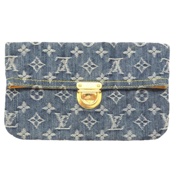 3m0112gboa5 1 Louis Vuitton Monogram Denim Pochette Plat Clutch Bag Blue