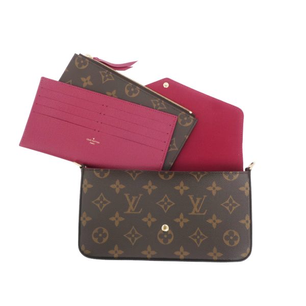 4 Louis Vuitton Pochette Félicie Fuchsia Shoulder Bag Pouch Brown