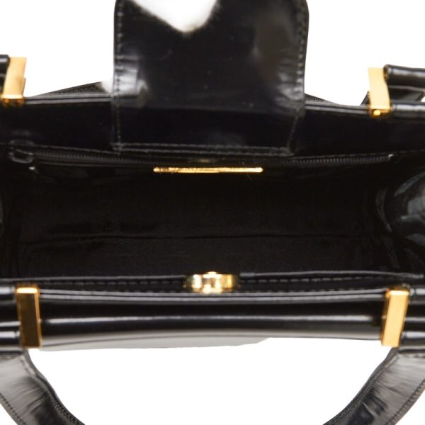 4 Saint Laurent Embossed Gold Hardware Shoulder Bag Black Leather