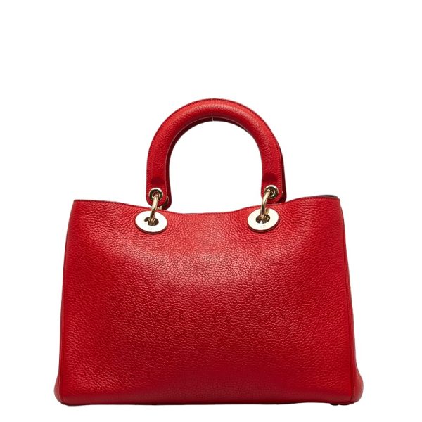 4 Dior Diorissimo Handbag Shoulder Bag 2way Red Leather